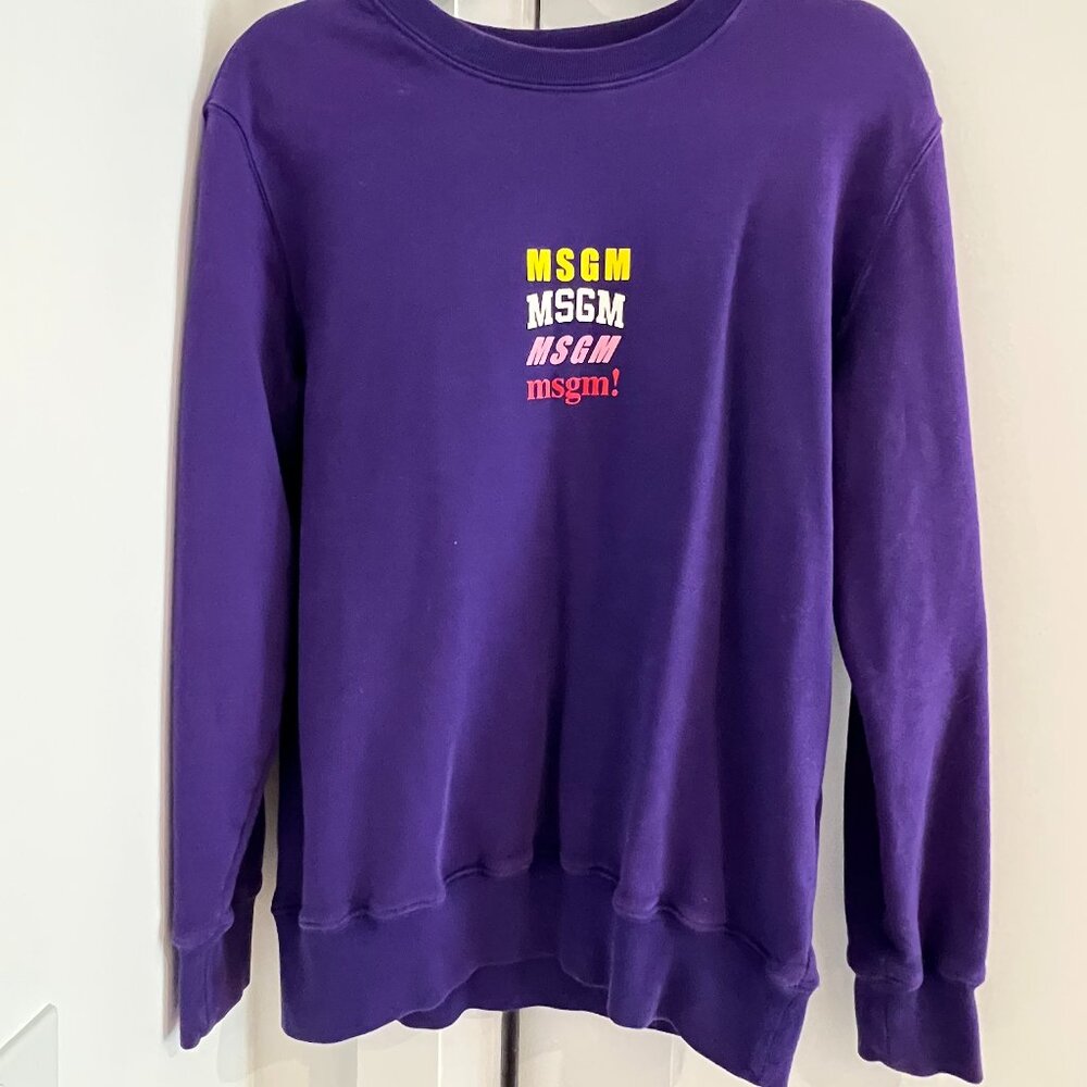 MSGM Multicolor Logo Crewneck Sweatshirt – Purple
